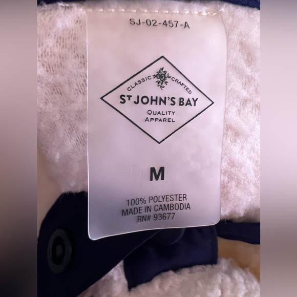 ST JOHN’S BAY polar bear sweatshirt   Sherpa Snap Women High Neck Size M - Picture 4 of 16